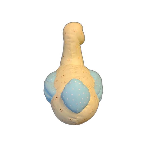 1980's Kimple Mold Ceramic Duck Yellow/Blue Quilted Look Hand Painted Engraved - Picture 4 of 9